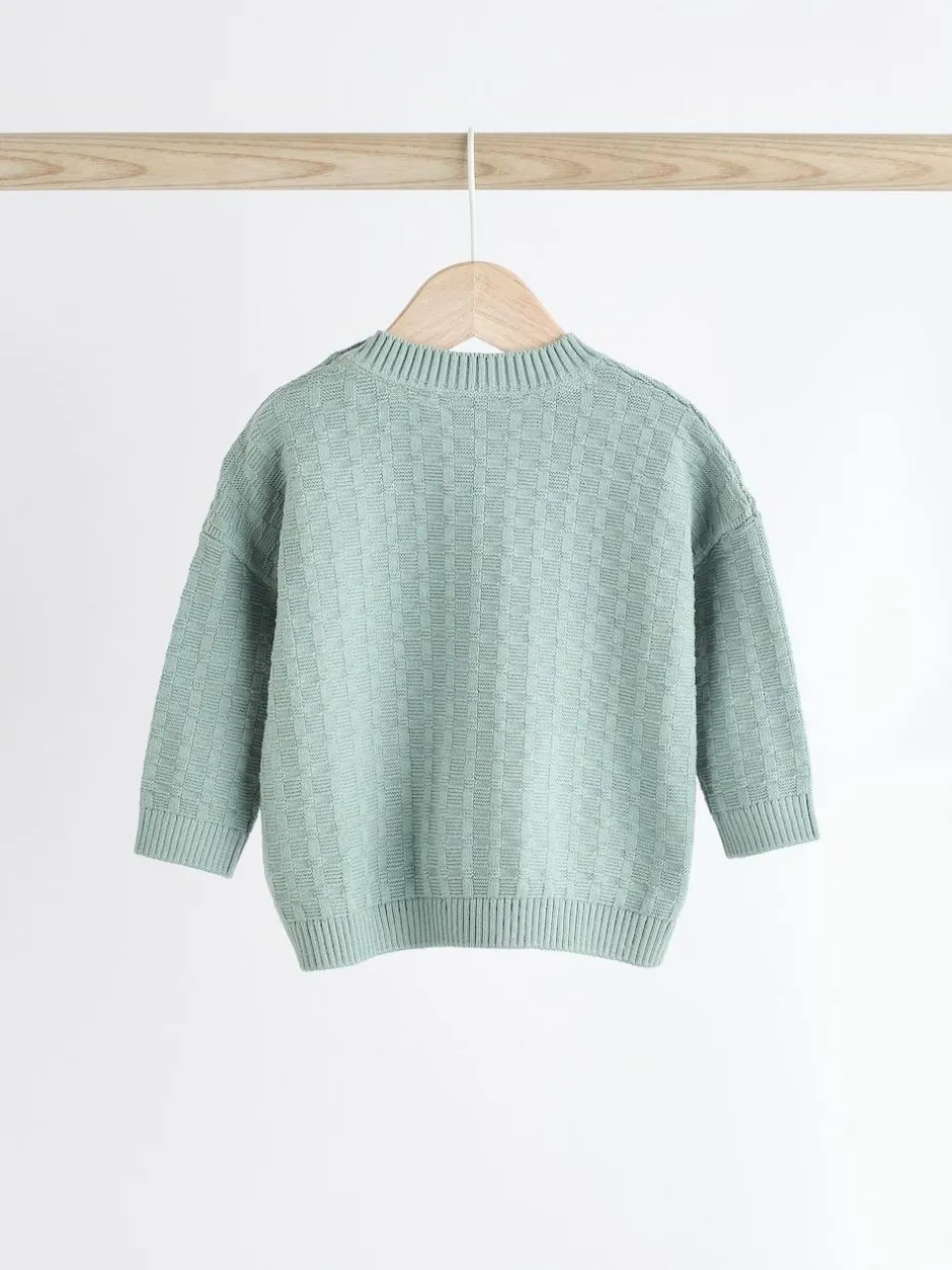 Next Baby Textured Knitted 100% Cotton Jumper and Leggings Set (0mths-3yrs) Mineral Online