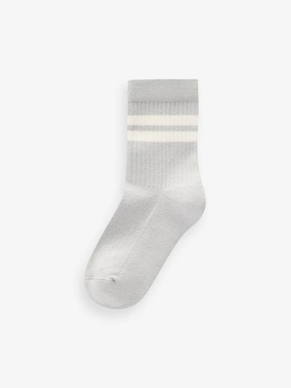 Next Mineral Blue/Grey Cushioned Footbed Cotton Rich Ribbed Tipped Socks 5 Pack New