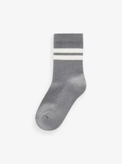 Next Mineral Blue/Grey Cushioned Footbed Cotton Rich Ribbed Tipped Socks 5 Pack New