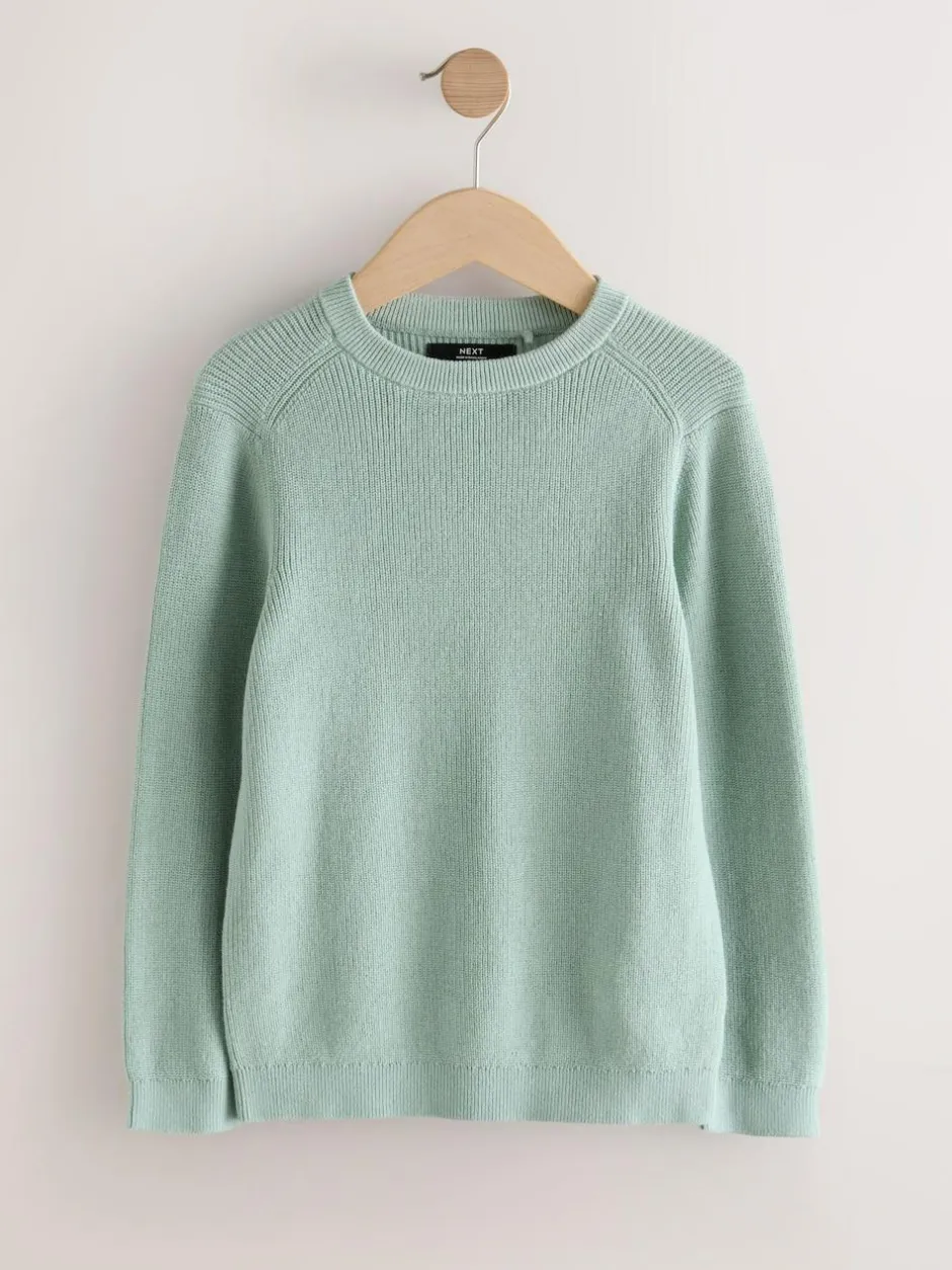 Next Mineral Green Without Stag Cotton Crew Neck Knitted Jumper (3-16yrs) Hot