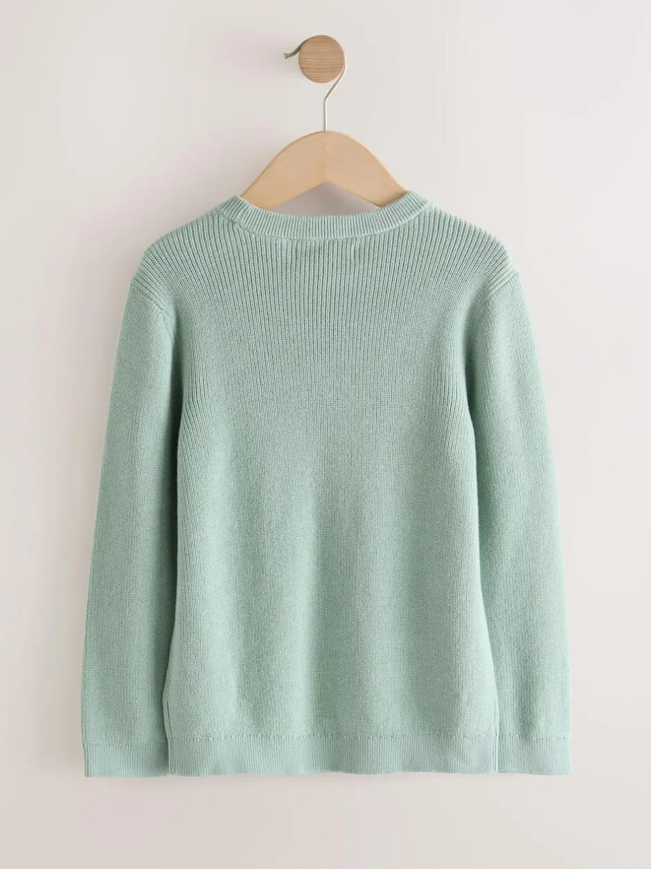 Next Mineral Green Without Stag Cotton Crew Neck Knitted Jumper (3-16yrs) Hot