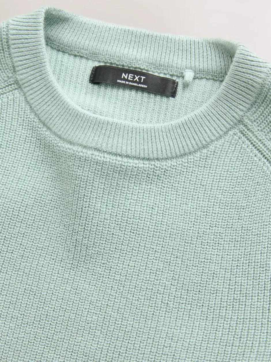 Next Mineral Green Without Stag Cotton Crew Neck Knitted Jumper (3-16yrs) Hot