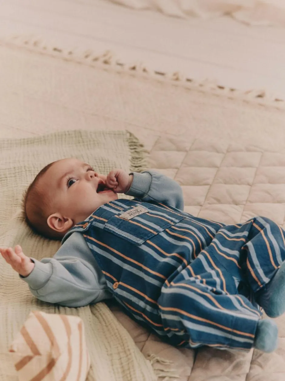 Next Mineral Stripe Baby Woven Dungaree and Bodysuit Set (0mths-2yrs) Outlet