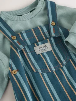 Next Mineral Stripe Baby Woven Dungaree and Bodysuit Set (0mths-2yrs) Outlet