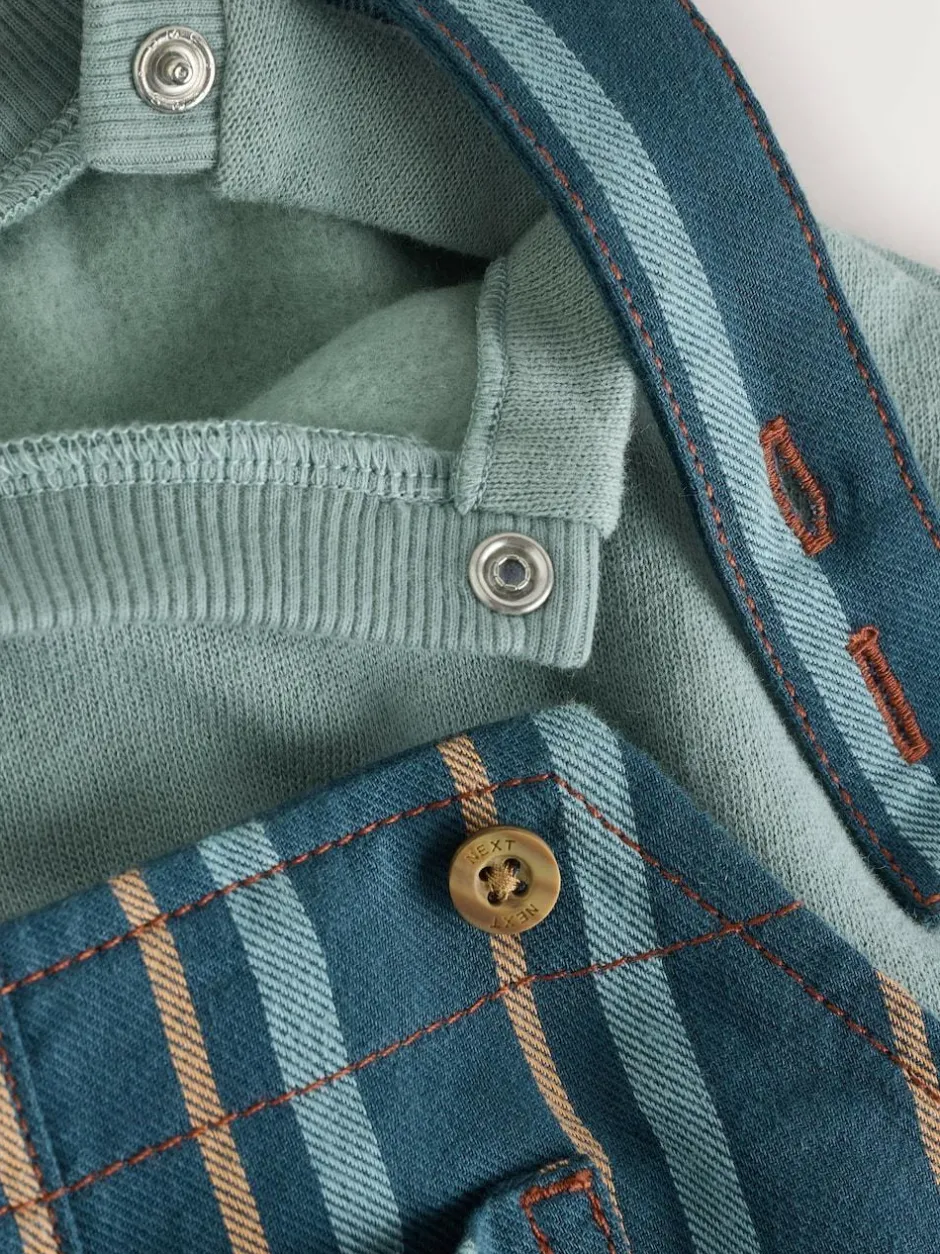 Next Mineral Stripe Baby Woven Dungaree and Bodysuit Set (0mths-2yrs) Outlet