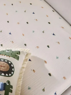 Next Mini Dino 100% Cotton Muslin Fitted Sheet Online