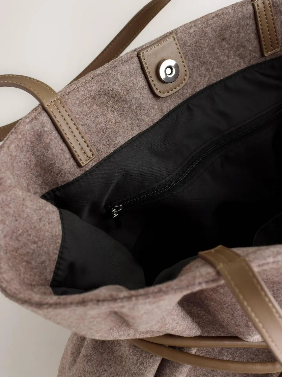 Next Mink Brown Felt Belted Shoulder Bag