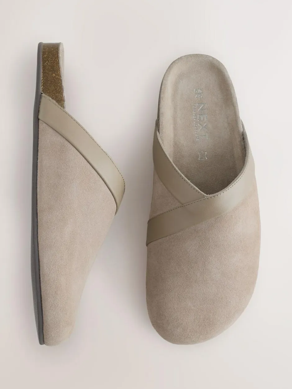 Next Forever Comfort Leather Clean Footbed Clogs Mink Brown