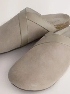 Next Forever Comfort Leather Clean Footbed Clogs Mink Brown