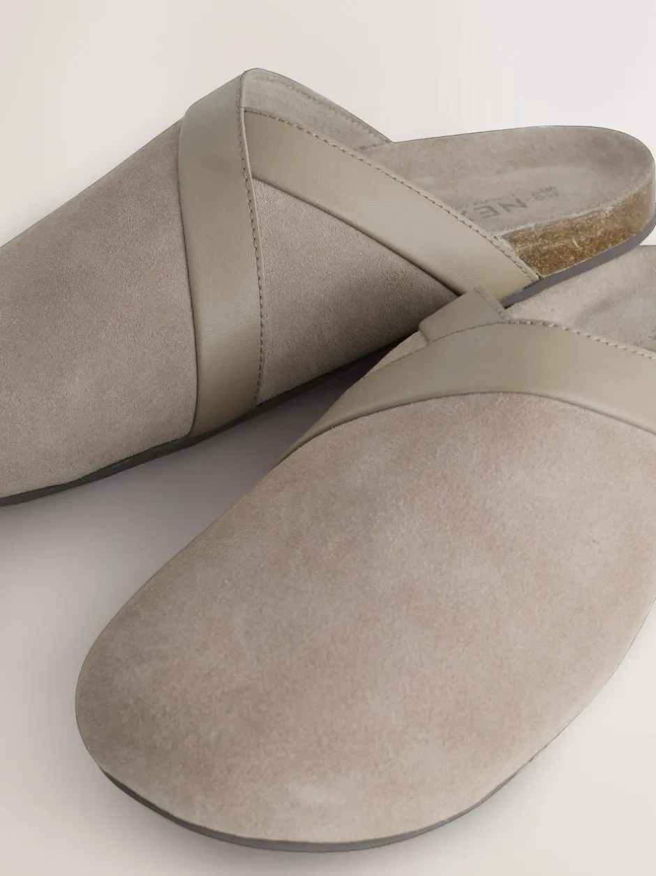 Next Forever Comfort Leather Clean Footbed Clogs Mink Brown