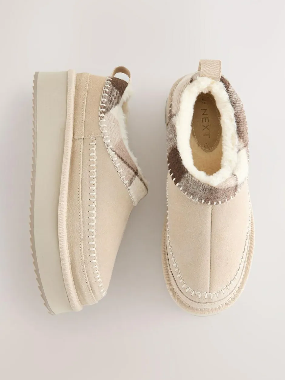 Next Forever Comfort® Leather Fur Lined Cosy Platform Shoes Mink Brown Discount