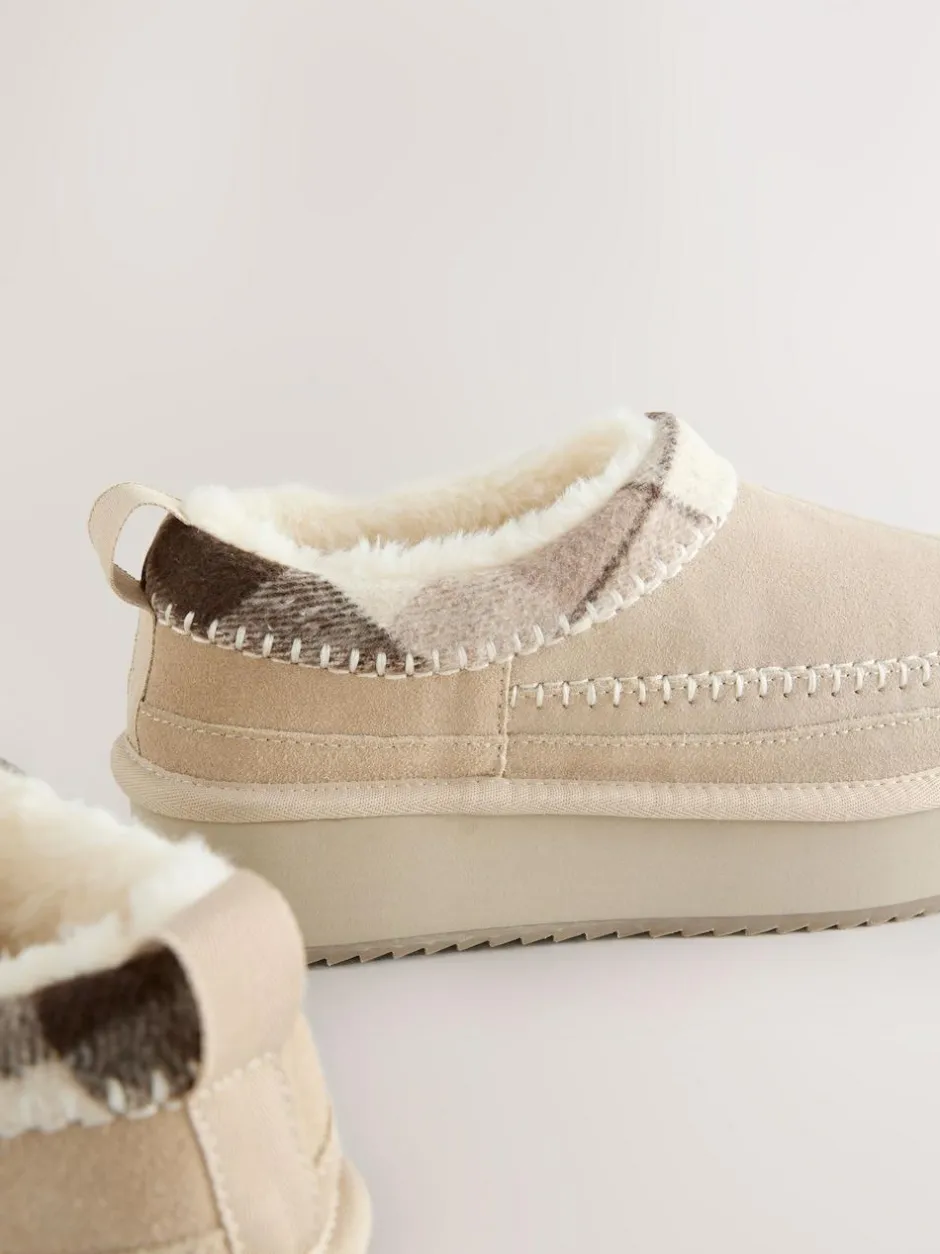 Next Forever Comfort® Leather Fur Lined Cosy Platform Shoes Mink Brown Discount