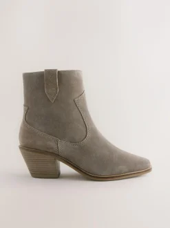 Next Standard/Wide Fit Cowboy Block Heel Ankle Boots Mink Brown Online
