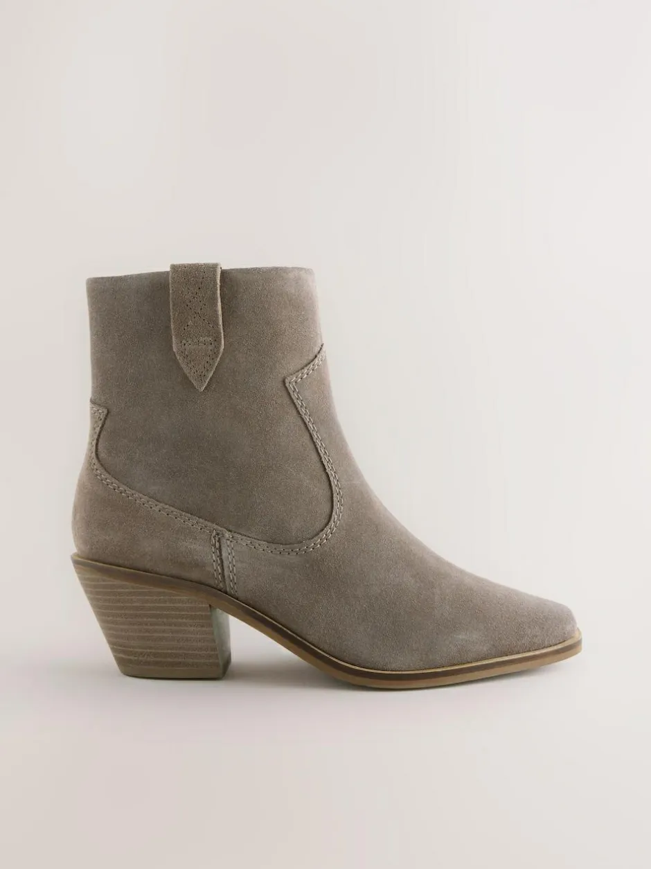 Next Standard/Wide Fit Cowboy Block Heel Ankle Boots Mink Brown Online