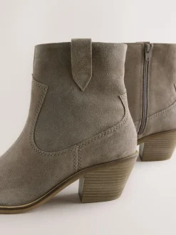 Next Standard/Wide Fit Cowboy Block Heel Ankle Boots Mink Brown Online
