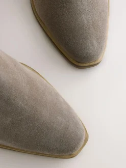 Next Standard/Wide Fit Cowboy Block Heel Ankle Boots Mink Brown Online