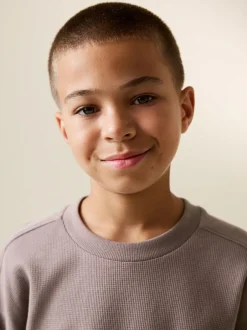 Next Textured Short Sleeve T-Shirt and Shorts Set (3-16yrs) Mink Brown Outlet
