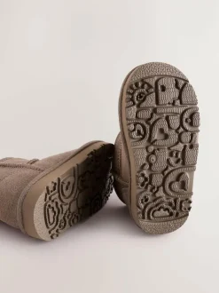 Next Wide Fit (G) Suede Pull On Boots Mink Brown Water Repellent Sale