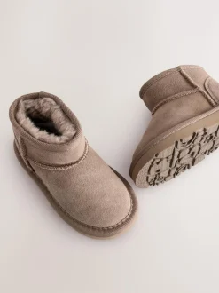 Next Wide Fit (G) Suede Pull On Boots Mink Brown Water Repellent Sale