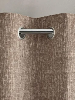 Next Mink Natural Heavyweight Chenille Eyelet Lined Curtains Clearance