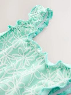 Next Lettuce Edge Swimsuit (3mths-7yrs) Mint Green Floral Texture