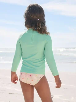 Next Long Sleeve Sunsafe Swim Set (3mths-7yrs) Mint Green Gingham Fruit New