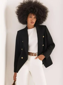Mint Velvet Black Double Breasted Blazer New
