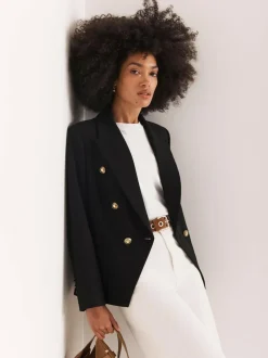 Mint Velvet Black Double Breasted Blazer New