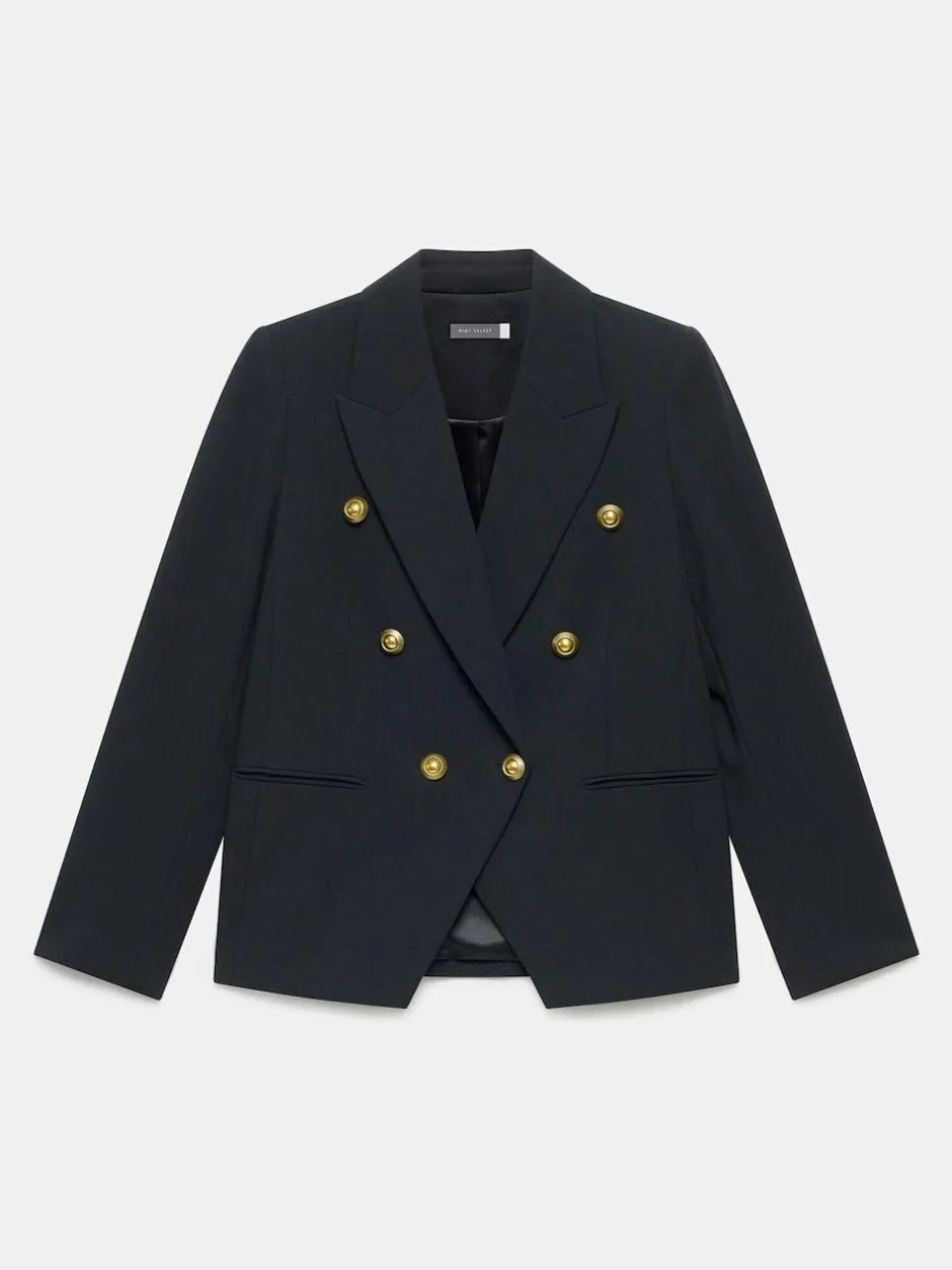 Mint Velvet Black Double Breasted Blazer New