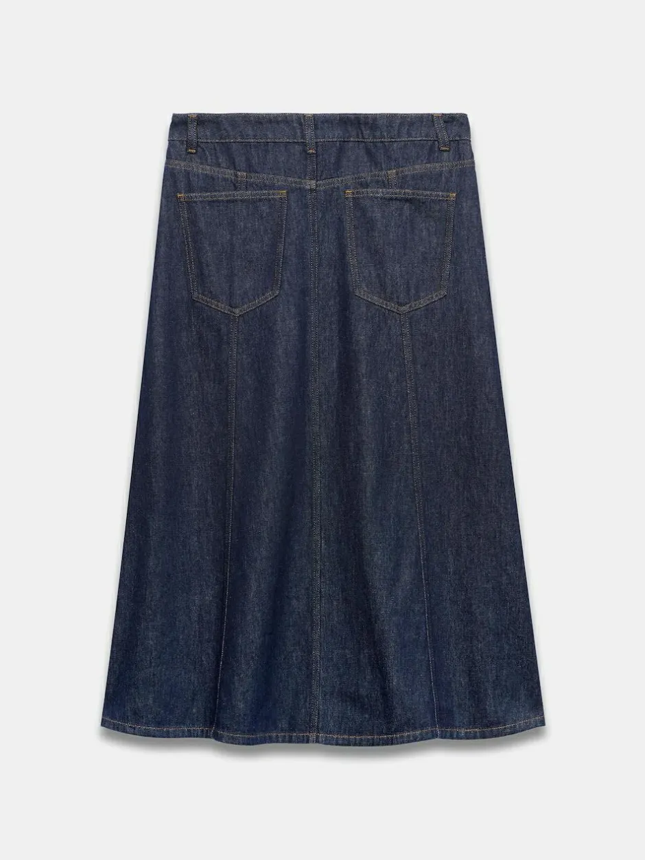 Mint Velvet Blue Denim Midi Skirt Outlet