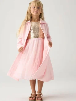 Miss Jacquard Star Jacket and Sequin Dress Set Pink Sale