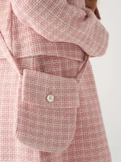 Miss Pink Tweed Check Jacket, Dress and Bag Set New