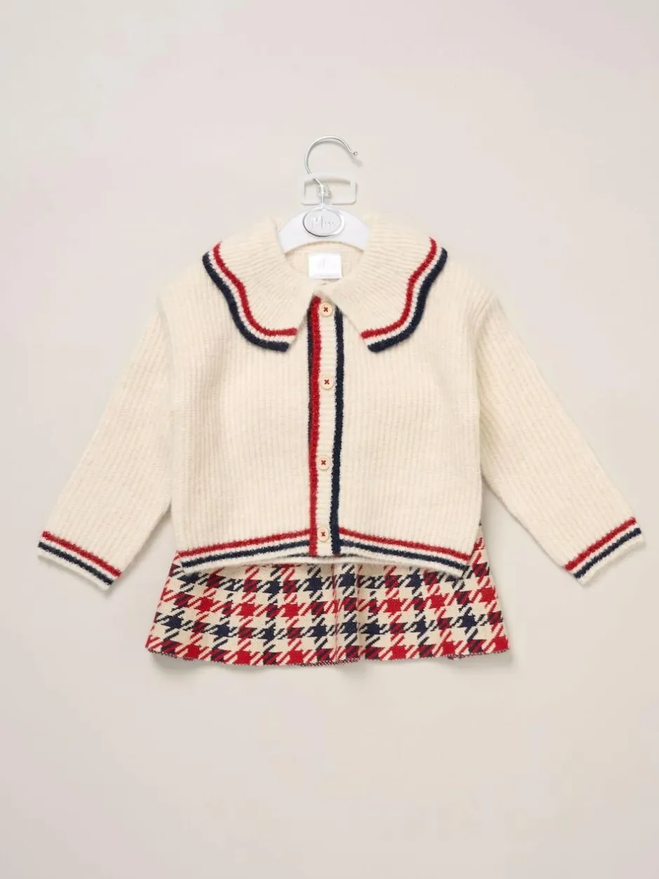 Miss True Knit White Cardigan with Check Skirt Outlet