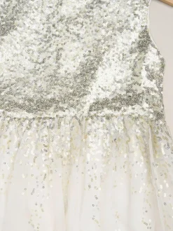 Miss Waterfall Sequin Dress and Faux Fur Bolero Set White Online