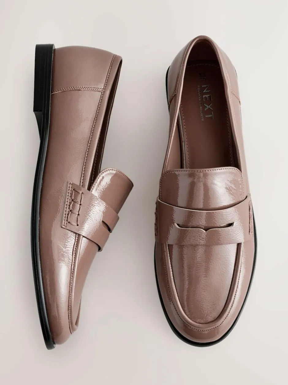 Next Forever Comfort® Round Toe Penny Loafers Mocha Brown Clearance