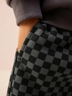 Next Mono Checkerboard Single Wide Leg Jersey Joggers (3mths-7yrs) Outlet