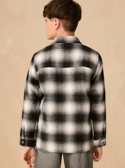 Next Check Zip Through Overshirt (3-16yrs) Mono Core Black/White Best