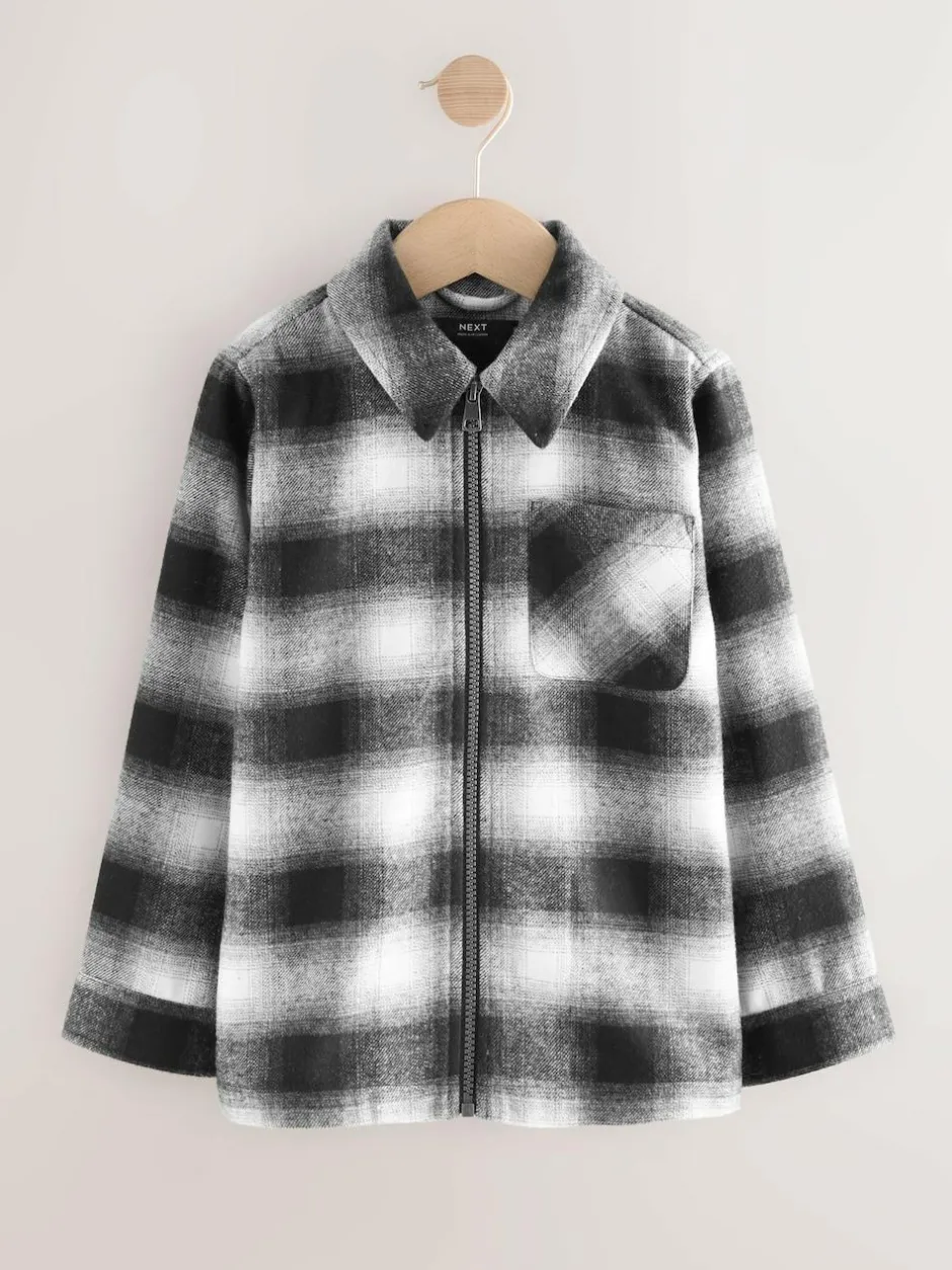 Next Check Zip Through Overshirt (3-16yrs) Mono Core Black/White Best