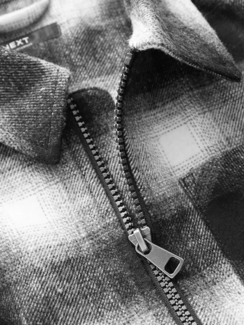 Next Check Zip Through Overshirt (3-16yrs) Mono Core Black/White Best