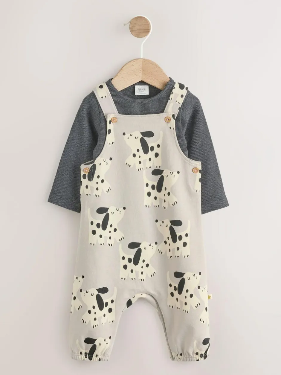 Next Jersey Dungarees And Bodysuit Baby Set (0mths-2yrs) Mono Dog