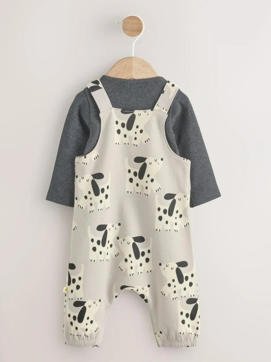 Next Jersey Dungarees And Bodysuit Baby Set (0mths-2yrs) Mono Dog