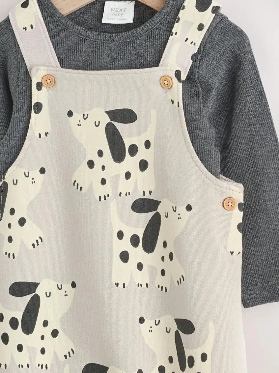 Next Jersey Dungarees And Bodysuit Baby Set (0mths-2yrs) Mono Dog