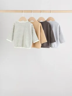 Next Baby Long Sleeve T-Shirts 4 Pack (0mths-2yrs) Mono Stripe Online
