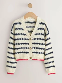 Next Mono Stripe V-Neck Stitch Cardigan (3-16yrs)