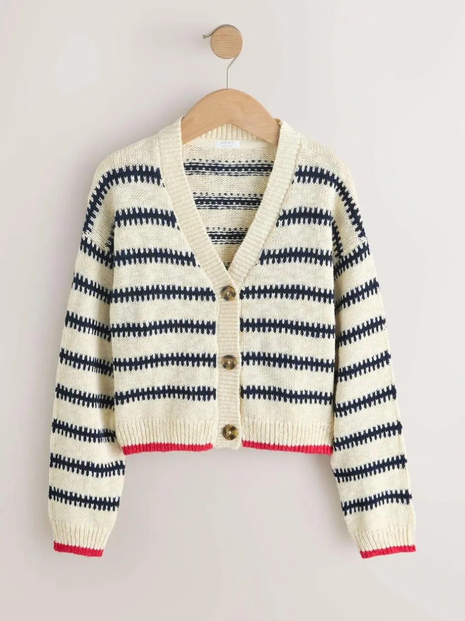 Next Mono Stripe V-Neck Stitch Cardigan (3-16yrs)