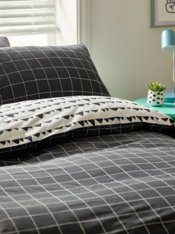 Next Monochrome Cotton Printed Bedding Duvet Cover and Pillowcase Set Best