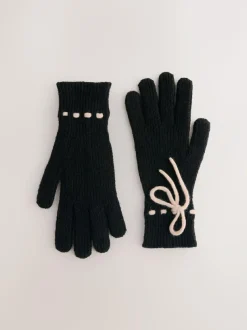 Next 3D Bows Knitted Gloves 1 Pack Monochrome Best