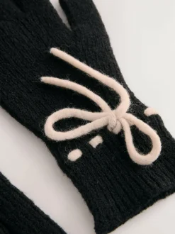 Next 3D Bows Knitted Gloves 1 Pack Monochrome Best