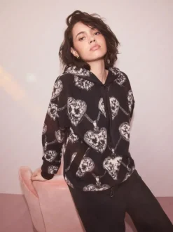 Next Monochrome Heart and Locket Half Zip Polar Fleece Sale