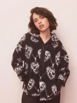 Next Monochrome Heart and Locket Half Zip Polar Fleece Sale